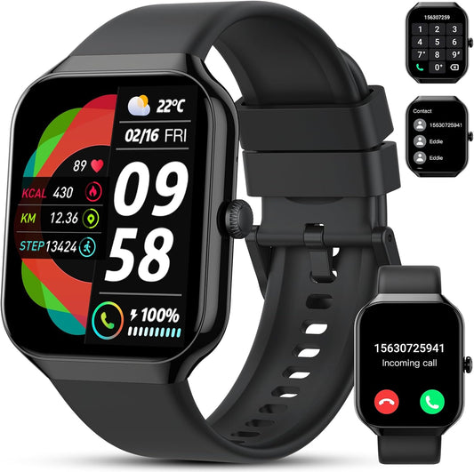 2025 New Smart Watch for Men & Women - 1.96" HD Fitness Tracker with Call Function, 110+ Sport Modes, Heart Rate & Sleep Monitor, IP68 Waterproof for Android & iOS