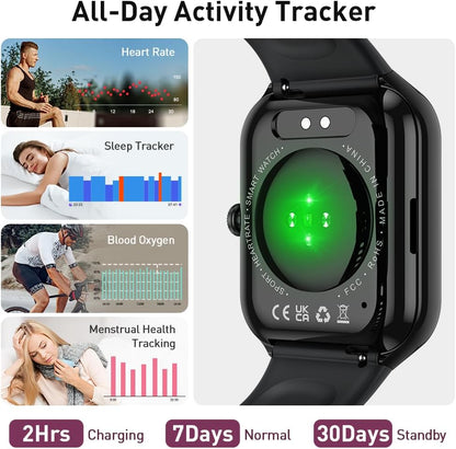 2025 New Smart Watch for Men & Women - 1.96" HD Fitness Tracker with Call Function, 110+ Sport Modes, Heart Rate & Sleep Monitor, IP68 Waterproof for Android & iOS