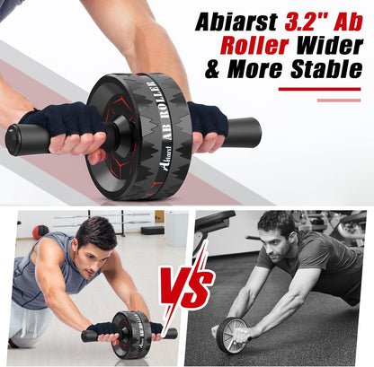 Ab Roller Wheel for Core Strength Training - Home Gym Exercise Equipment with Knee Pad Accessories for Men and Women